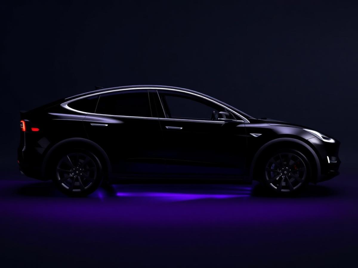 Black Tesla with tinted windows
